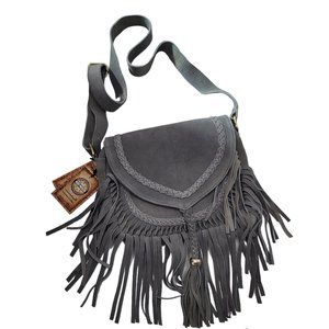 Genuine cowhide and tooled leather crossbody purse Messenger Bag.